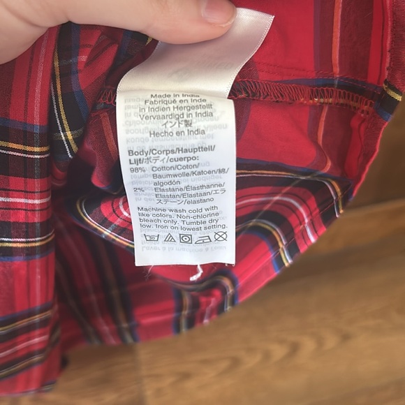 Crewcuts holiday red plaid blouse size 8 - Picture 4 of 5